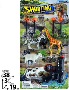 PISTOLA LANZADORA + ANIMALITOS 38X19CM